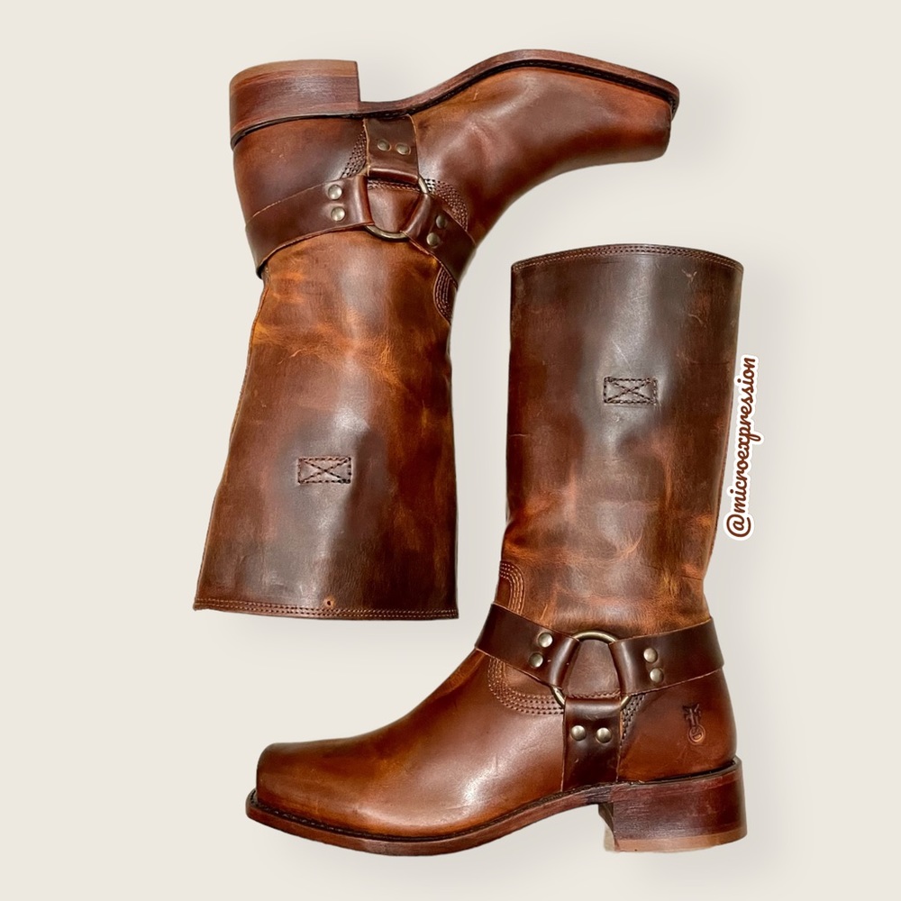 Frye 150th Anniversary Harness 12R Cognac Leather Cavalry Cowboy Distressed Boot - Picture 16 of 16